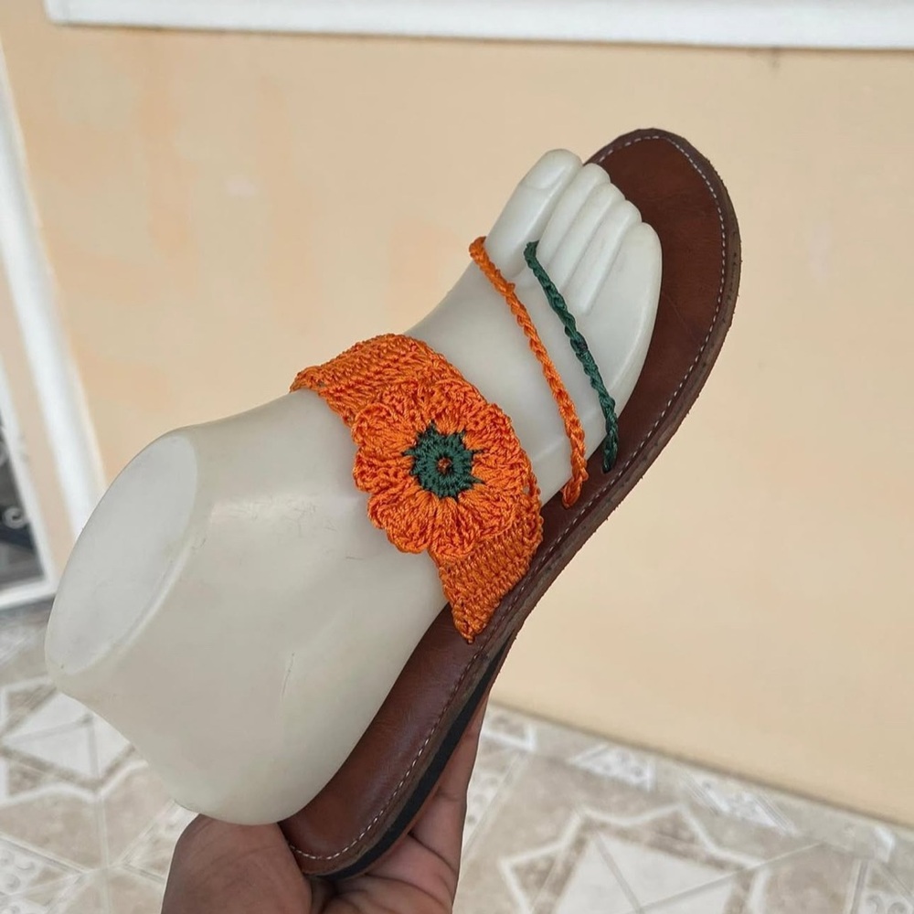Orange Crochet Sandals for Women